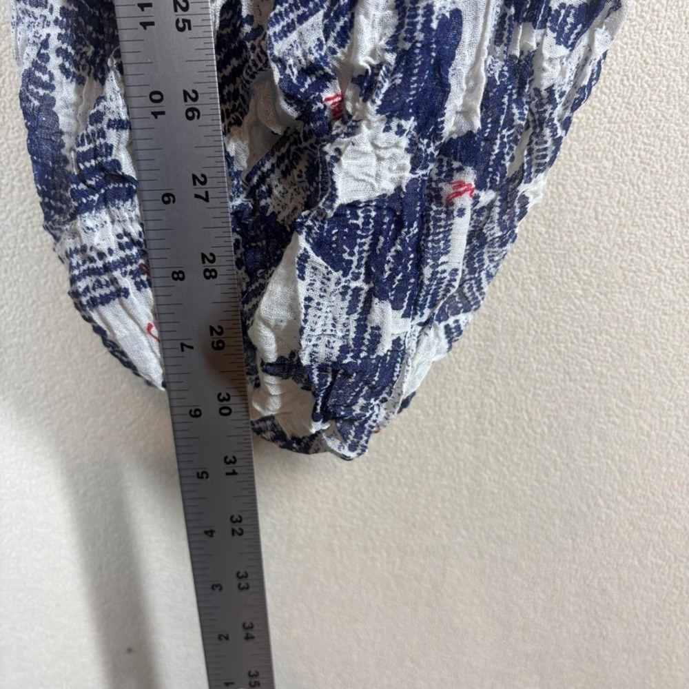 Free‎ People Navy White Geometric Diamond Print Crinkle Gauze Reusable Bag - Picture 3 of 6